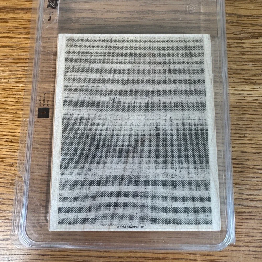 Stampin Up Linen Background Wood Mounted‎ Rubber Stamp 2006 Textural Pattern